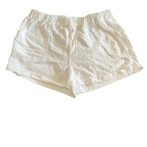 Blank NYC White Linen Blend Cuffed High Waist Pull On Shorts Size Medium…